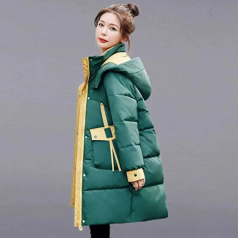 Western Style Eiderdown Cotton-padded Jacket Girls Long Winter 2024 New Fashion Short Explosions Cotton-padded Jacket Thick Coat