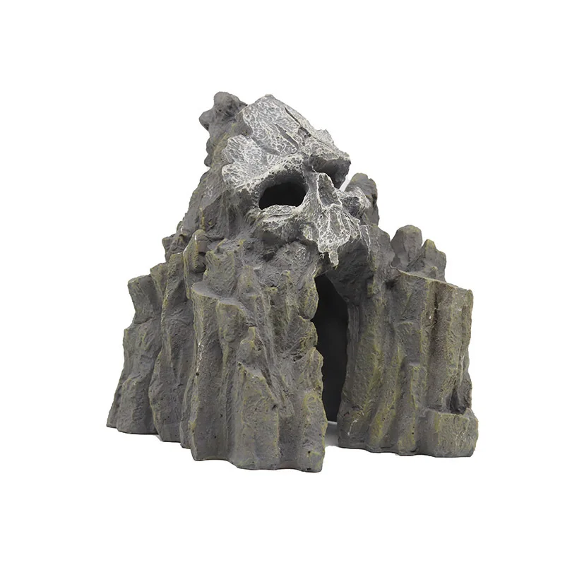 Aquarium Ornament Rockery Hiding Skull Mountain Cave Landscape Fish Tank Aquarium Decor Background