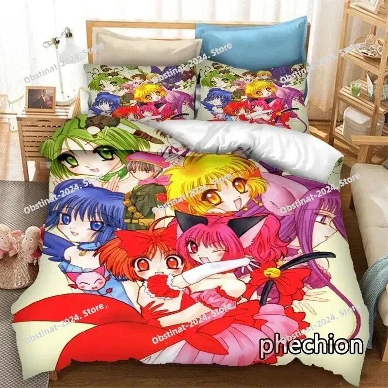 3D Printing Anime Tokyo Mew Mew 3D Print Bedding Set Duvet Covers Pillowcases One Piece Comforter Bedding Sets Bedclothes Bed
