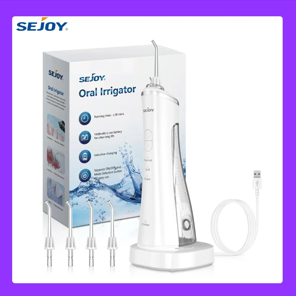 SEJOY Dental Oral Irrigator USB Rechargeable Teeth Cleaner Portable Dental Water Flosser 3 Modes IPX7 Mouth Washing Machine