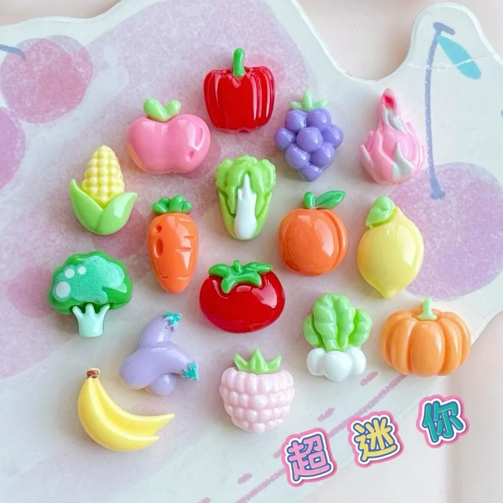10pcs Resin Mini Vegetable Flat Back Embellishments Cabochons Scrapbook Kawaii for Diy Jewelry Craft Decoration Home Accessories