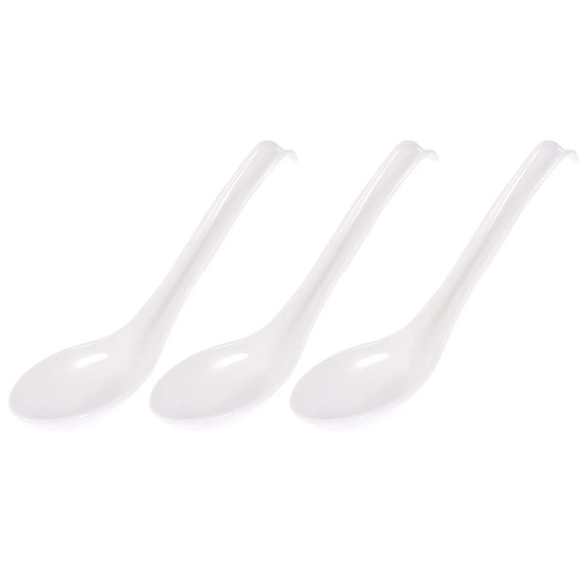 

12pcs Plastic Soup Spoons Long Handle Hook Style Tableware For Camping Cooking Soup Spoons Restaurant Use White