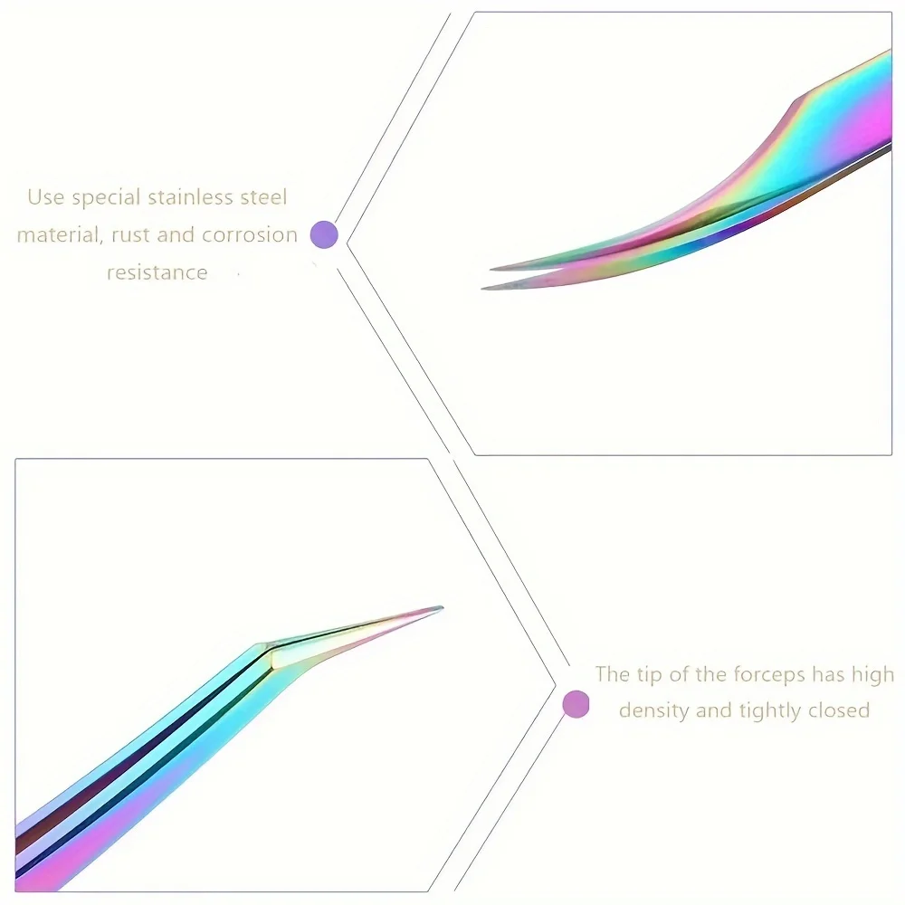 Pinza para cejas colorida, 1 pieza, pinzas para pestañas, pinzas superduras de acero inoxidable, pinzas antiestáticas de alta precisión