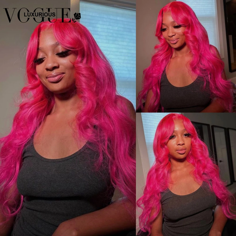 30 Inch Hot Pink Colored 13x4 13x6 Lace Front Wig Loose Body Wave Brazilian Virgin Human Hair Wigs for Women Silky Straight Wig