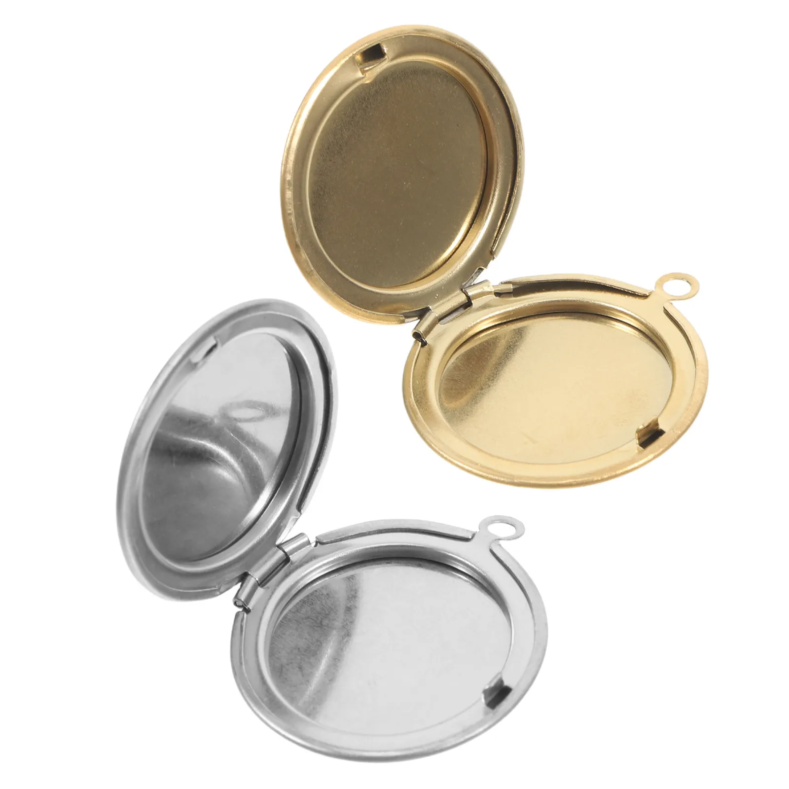 

2Pcs Stainless Steel Round Picture Frame Charms Locket Pendant Flip Cover Photo Frame DIY Memorial Jewelry Making Necklace