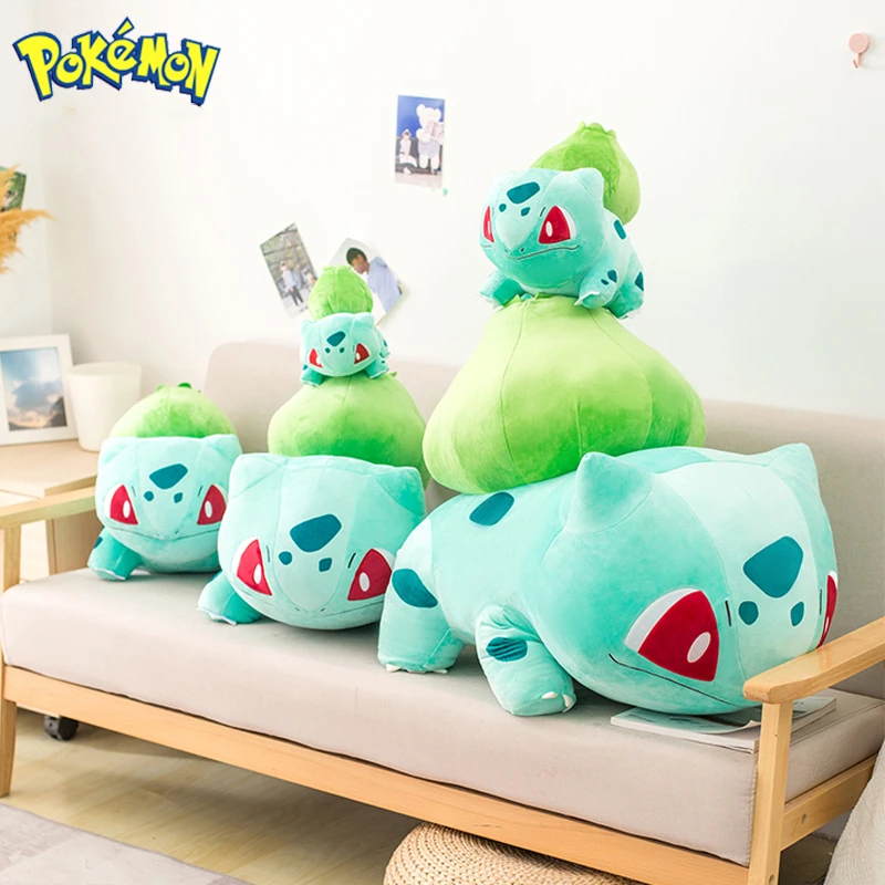 Original Big Size Bulbasaur Plush Toy Stuffed Pokemoned Anime Doll Soft Throw Pillow Plushies Home Deocr Gifts