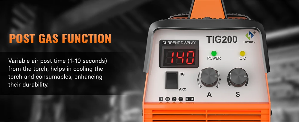 TIG Welder 200A HITBOX TIG200 3 in 1 HF TIG MMA ARC Stick IGBT Inverter Welding Machine Arc Force Hot Start Outdoor Home DIY