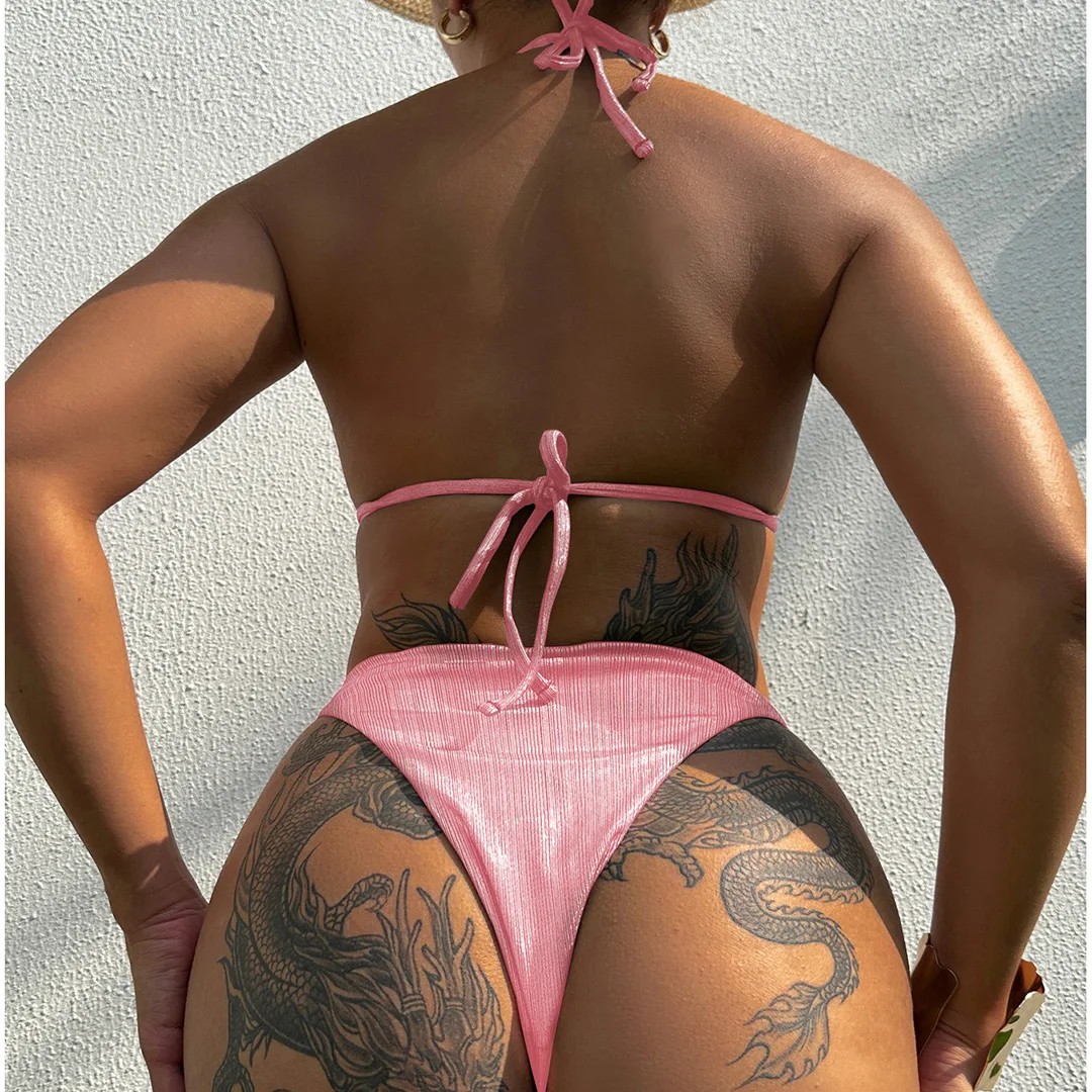 Neuer Bikini mit Diamant-Strasssteinen und Leopardenmuster, Damen-Badeanzug, zweiteiliges Bikini-Set, Badebekleidung, Badeanzug, Modell V5858R. – Detail 21