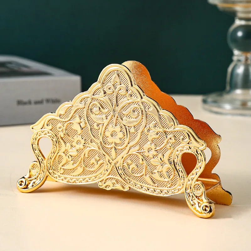 European style golden napkin holder, vertical tissue holder, high-end hotel, restaurant, coffee shop, tissue paper storage rack