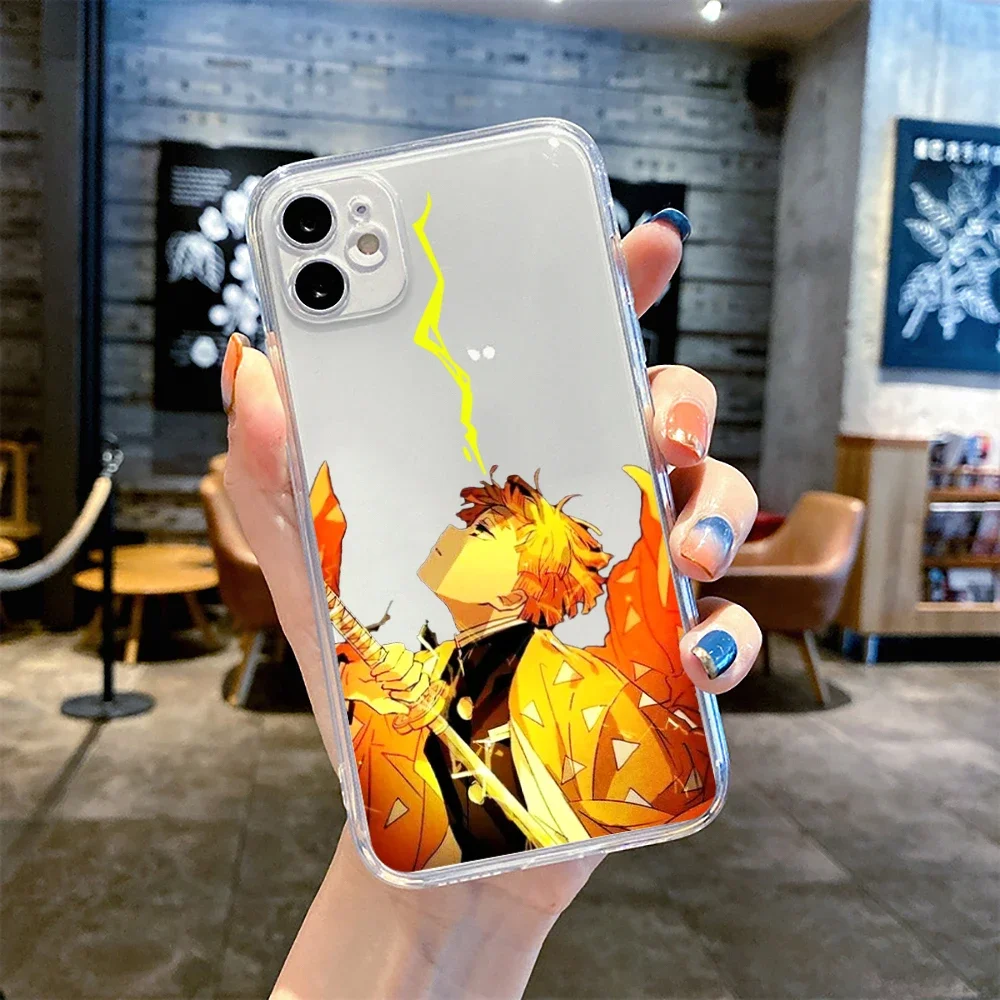 Japan Anime Demon Slayer Case for iPhone 11 12 13 14 15 16 Pro Max 7 Plus mini X XR XS SE PhoneKimetsu No Yaiba TPU Cover Coque