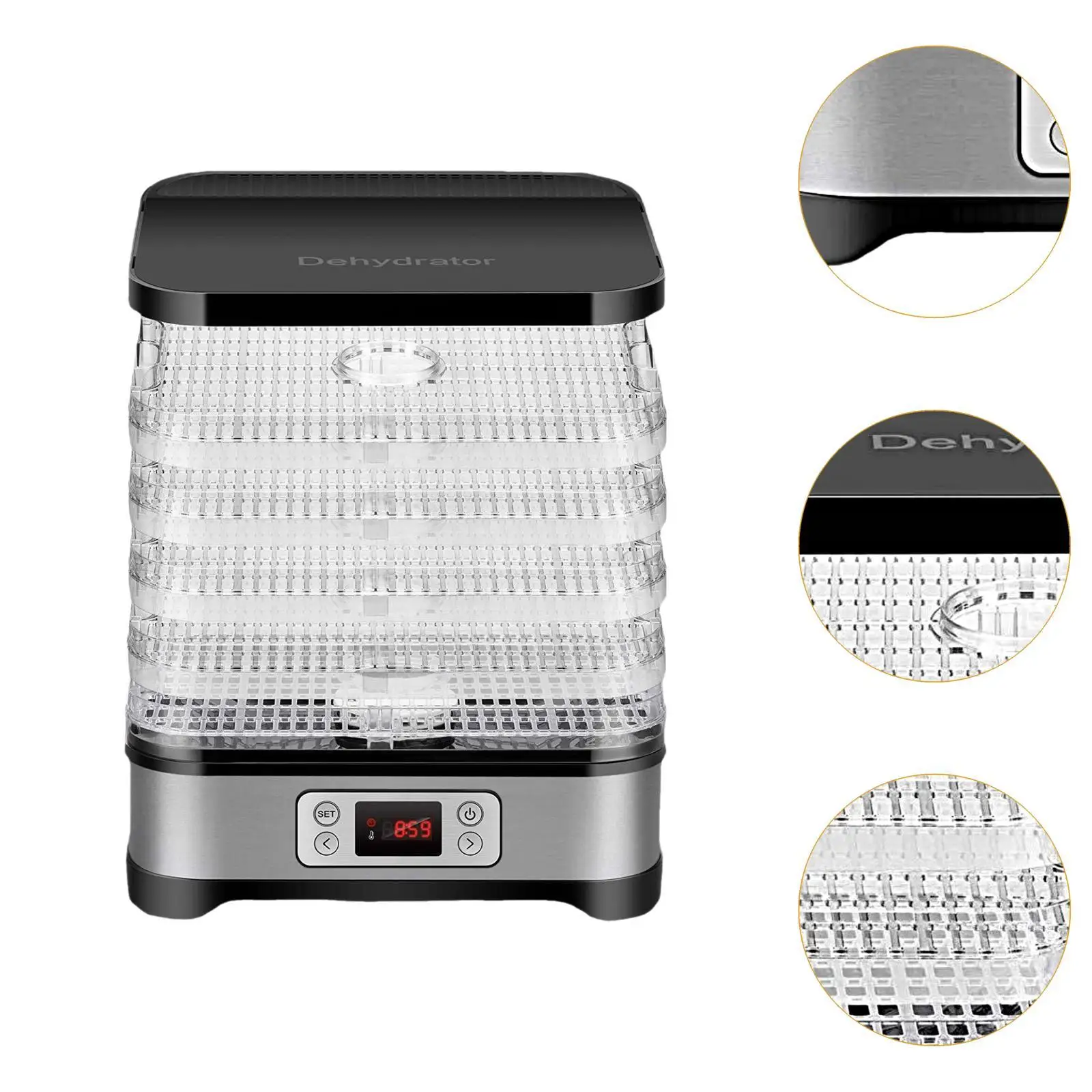 مجفف طعام كهربائي 5 صواني مجفف فواكه محمول للكلاب يعامل اللحوم والوجبات الخفيفة