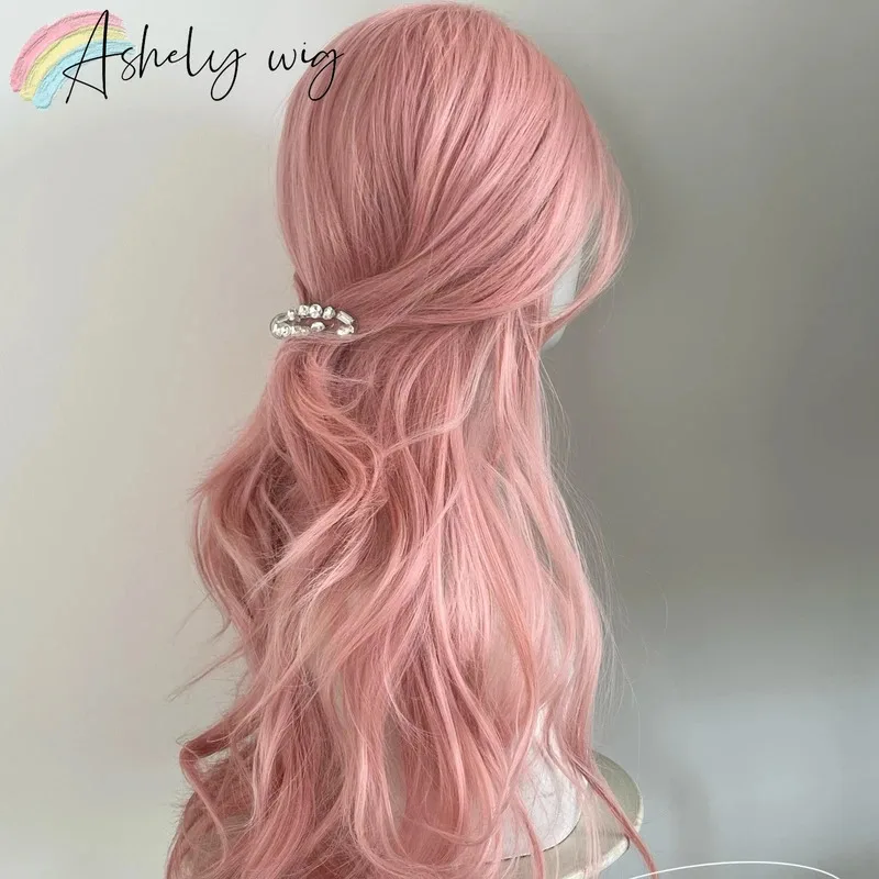 Ashely الوردي الباروكة الدانتيل الجبهة 18 بوصة 13*4 جودة عالية الاصطناعية الدانتيل الباروكات الطبيعية المظهر ألياف مقاومة للحرارة النساء الباروكات