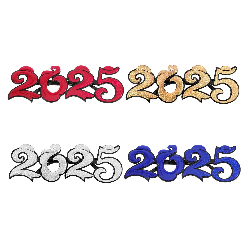 

4pcs 2025 New Year Digital Glasses Star Shaped Party Sunglasses Pc Material Photo Props Comfortable Fit For New Year'S