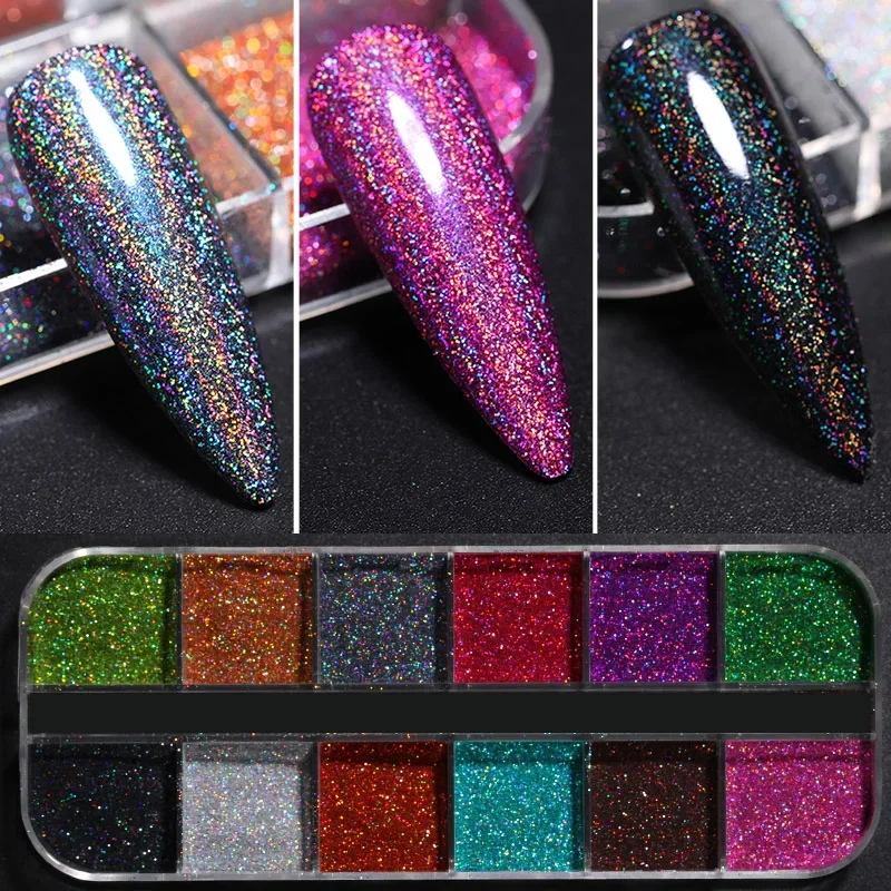 Iridescent Silver Nail Glitter Chrome Powder for Manicures UV Gel Pigment