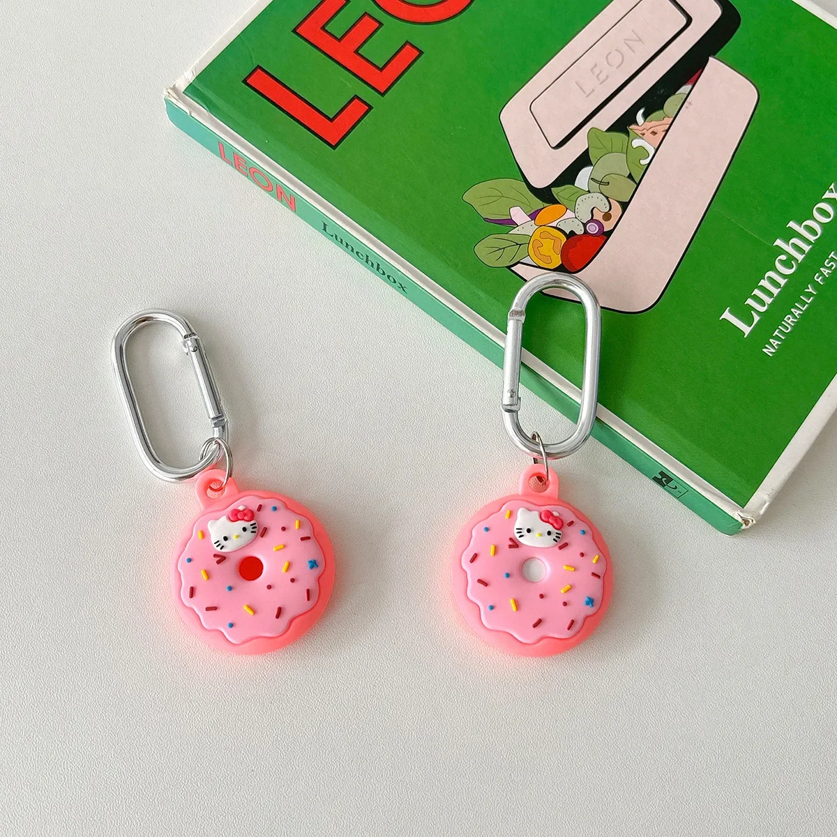 Hello Kitty Pink Doughnut For Apple Airtags Case,3D Cartoon Protective Silicone Anti-lost shell For AirTags Locator Tracker