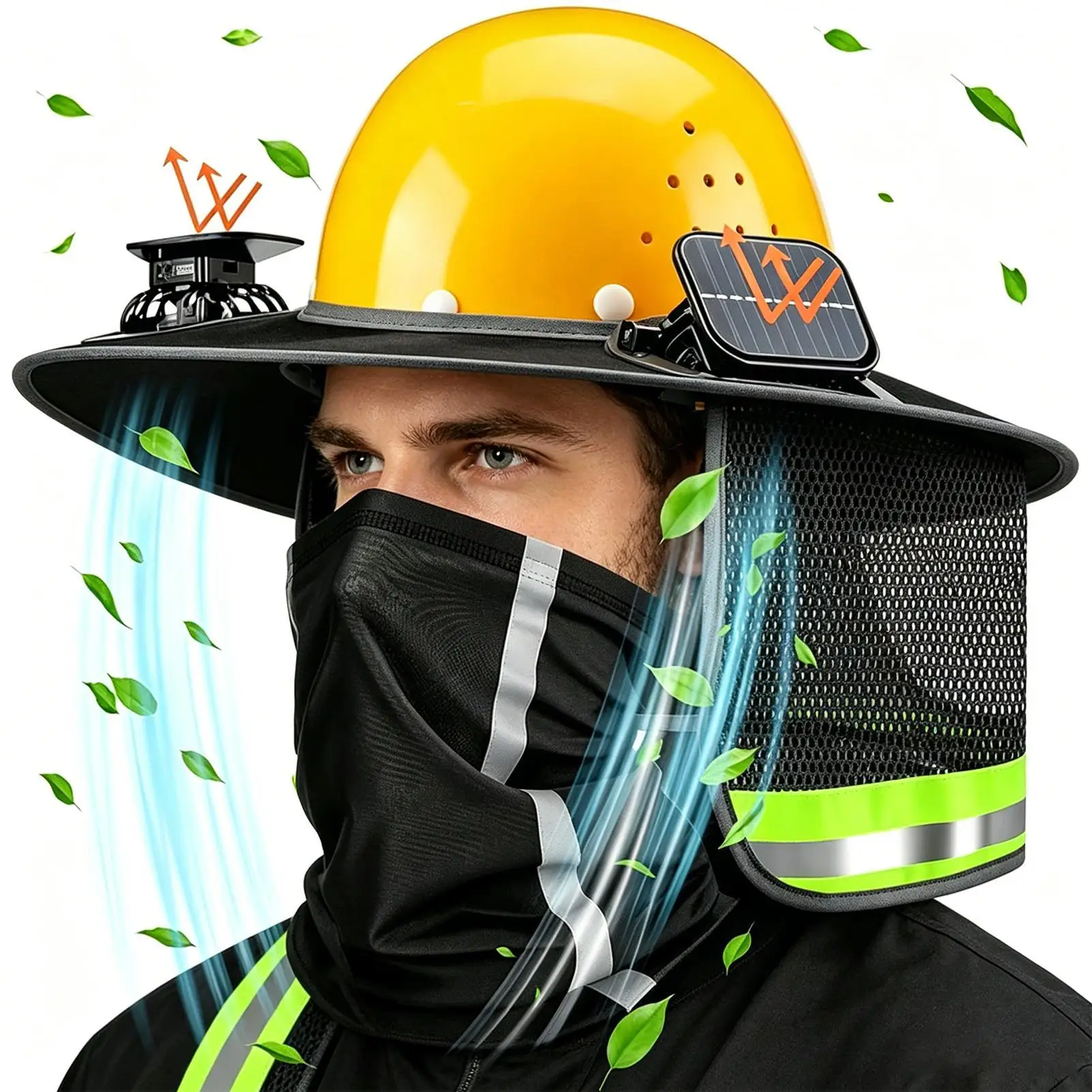 

Hard Hat Visor Neck Sunshade Cover With Solar Fan Sun Protection UV Protection Face Neck Sun Visor For Construction Site Outdoor