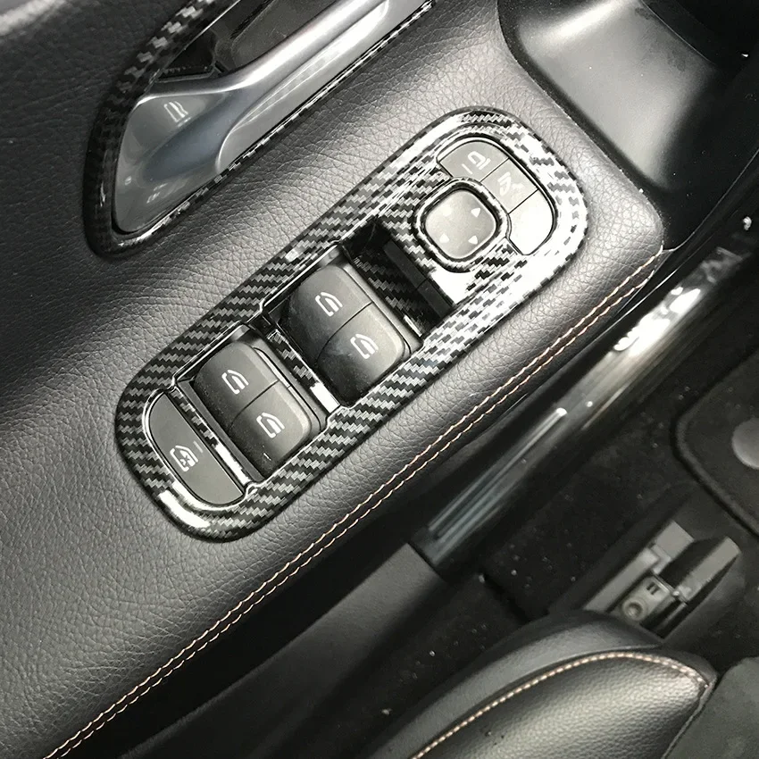 GEFENSI Car Door Window Lift Switch Panel Cover Trim Frame Sticker For Mercedes-Benz CLA-Class A-Class C118 2019-2022 W177 2019-