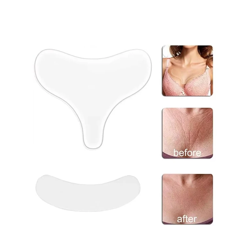 2pcs/set Anti Wrinkle Chest Neck Silicone Pad Reusable Washable Patches Remover Treatment Anti Aging Tightening Smooth Skin Care