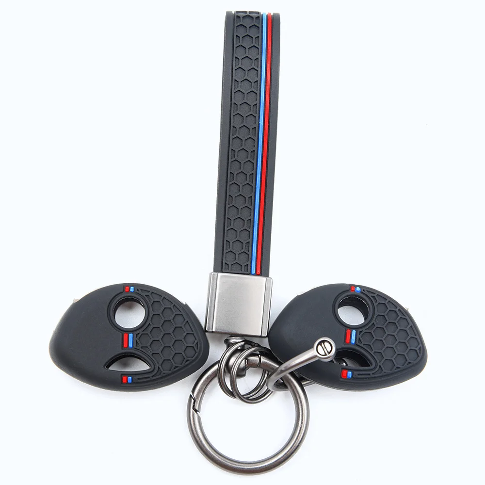 For BMW K1200R R1200RT K1300R S1000RR F650GS F800GS F800ST Protective Silicone Remote Key Case Carabiner Strap