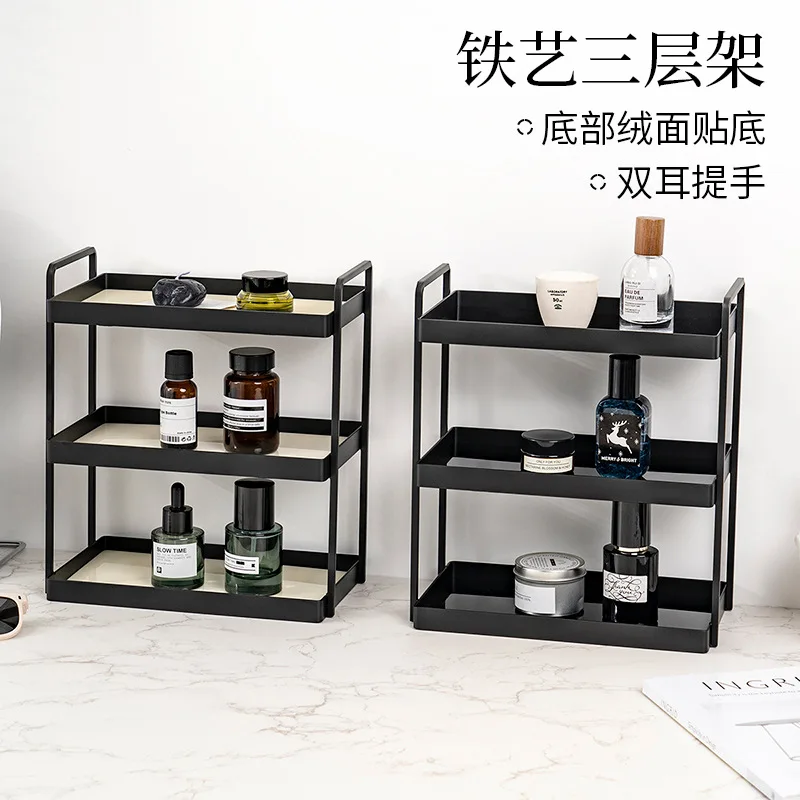 

Light luxury jewelry display rack Cosmetics multi-layer storage finishing rack Countertop jewelry cup bathroom rack