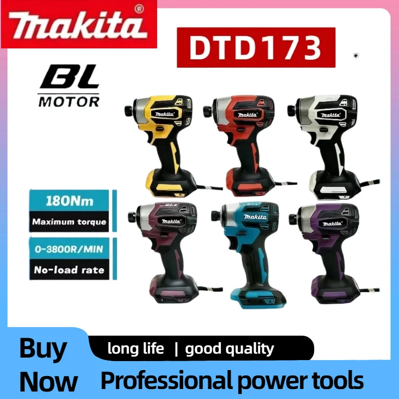 

Makita DTD173 Cordless Brushless Rechargeable Impact Driver 180Nm T-Mode Electric Drill for Household Wood Screws Bolts Fixing