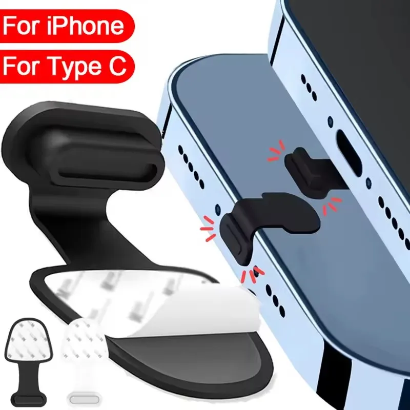 

1/4/6pcs Charging Port Anti-Dust Dirt Plugs for IPhone Samsung Cell Phone USB Type-C Port Protector Silicone Dustproof Cover Cap