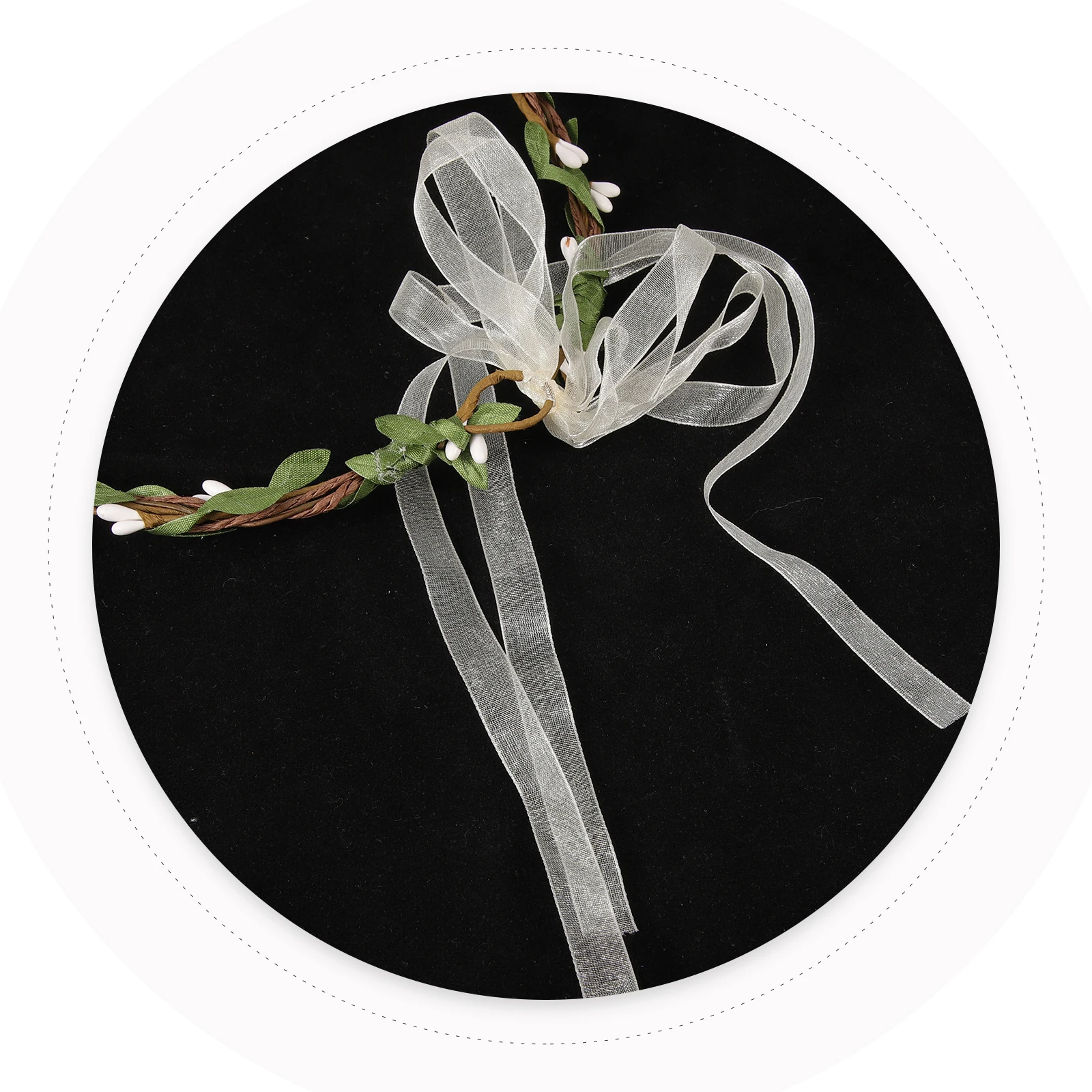 

Floral Crown Headband Bridal Headdress Wedding Hairband Elegant Design Adjustable Size Ribbon Girl Flower Accessories