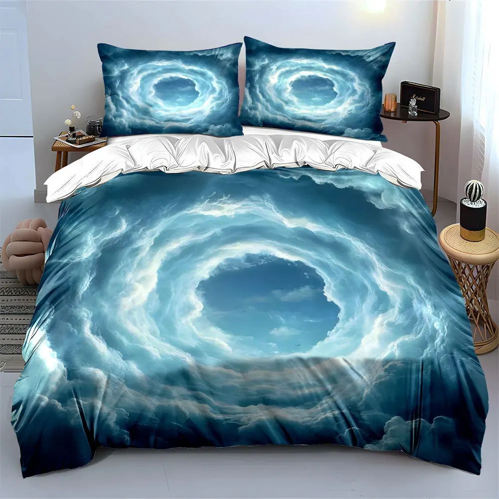 Bright sky through swirling clouds Printed Duvet Cover Set 1 Duvet Cover+2 Pillowcase Multi Size Bedroom Bedding Decoration