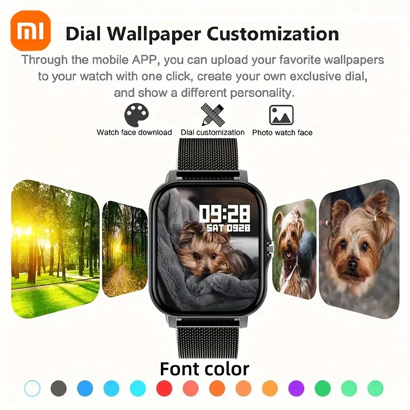 Xiaomi relógio inteligente com fones de ouvido senhora presente esporte relógios fitness monitor freqüência cardíaca à prova dwaterproof água