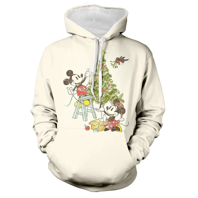 Sudadera con capucha de colección navideña para hombre, de manga larga con estampado 3D de la marca Disney Winnie the Pooh, Goofy y Mickey