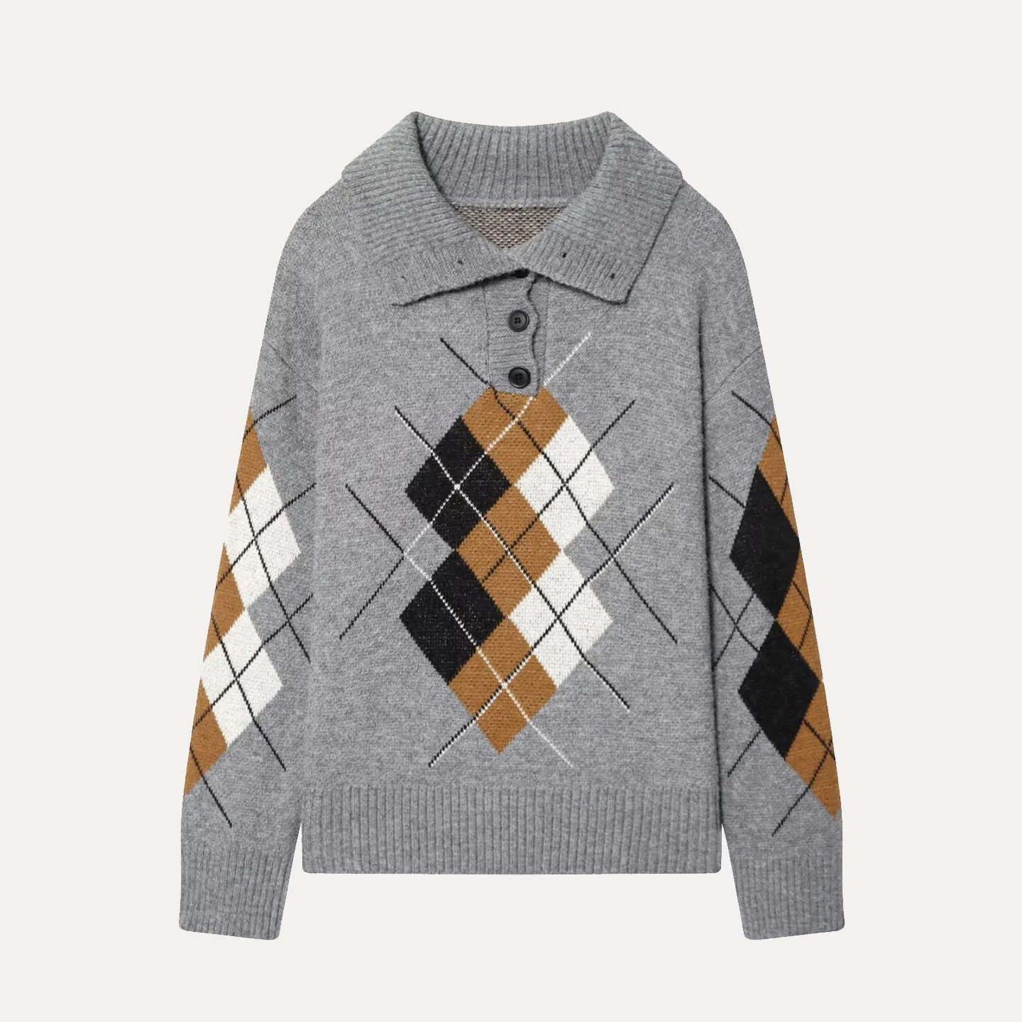 

Ele Diamond Pattern Knitwear Simple Faion Women's Sle Winter 2025 New Arrival Long Sve Crew Ne Knitted Sweater