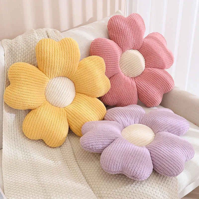 Stuffed Five Petal Flower Cushion Girly Room Decoration Plant Cushion Bay Window Pink Flower Set Kids Bedroom Seat Pillow Gift