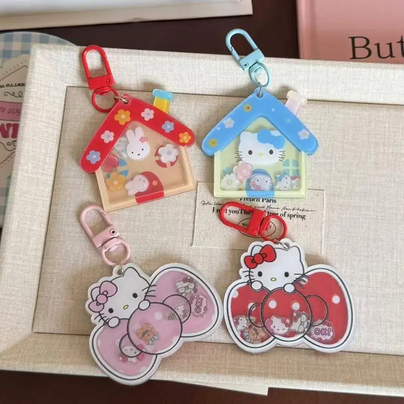 

Sanrio Hello Kitty, милый встряхивающий Joy House, игрушка, кулон в форме банта, рюкзак на молнии, подвеска, мультяшный брелок, подарок на день рождения для девочки