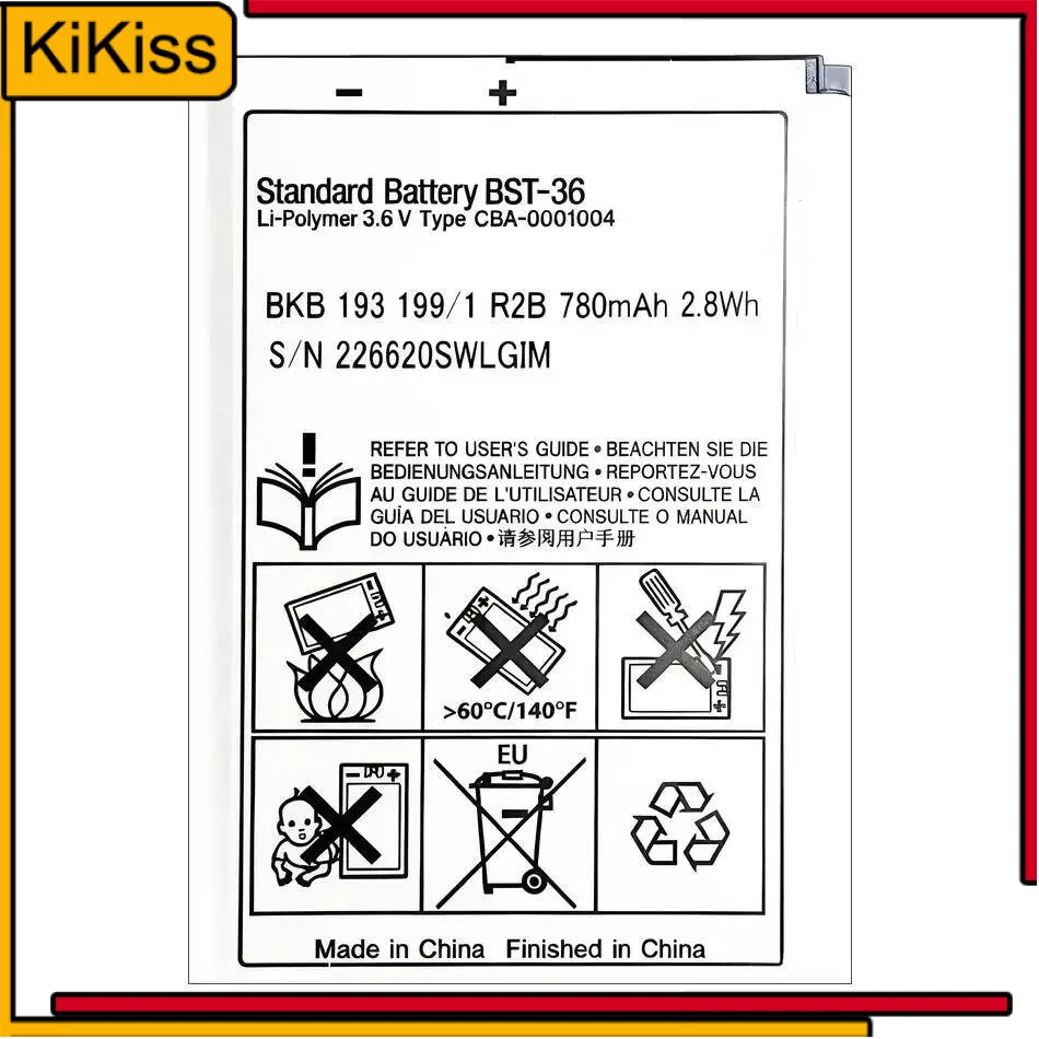 

Battery Bst-36 780Mah For Sony Ericsson J300 K510i Z550a K310 J300C X0001 Z550C K320 K310i W200 Z550i Z558 K310c K510c