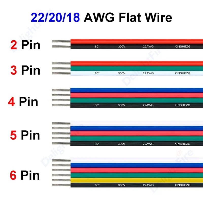 2/3/4/5/6pin LED Extension Cable 22 20 18AWG LED Strip Cable 12V Electrical Wire For RGB RGBW WS2812B Light Bar JST Connector