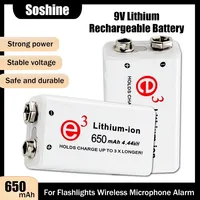 2-10PCS Soshine 9V 6F22 650mAh Lithium Rechargeable Battery For Multimeter Microphone Alarm Electric Guitar Thermometer Batteria