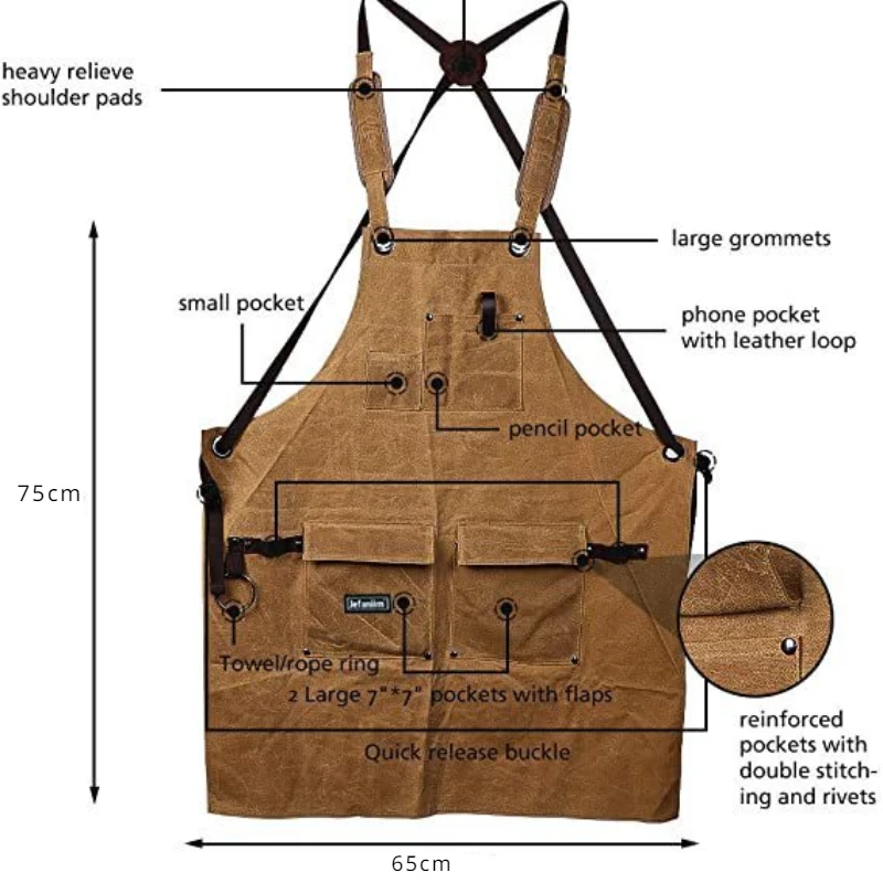 Woodworking Heavy Industry Thickened Canvas Multi Pocket Craftsman Horticultural Barbecue Auto Repair Engineer Mechanic Apron