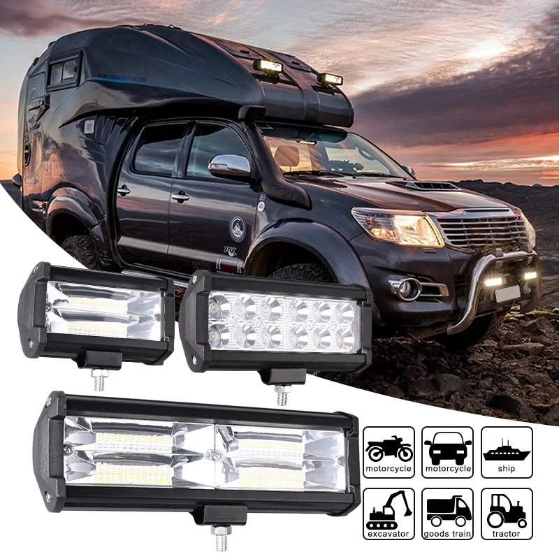 

12V 24V Car LED Light Bar Offroad 4x4 Spotlights Fog Lamp Diode Headlight Driving Truck Farm Tractor Boat SUV ATV Work Light