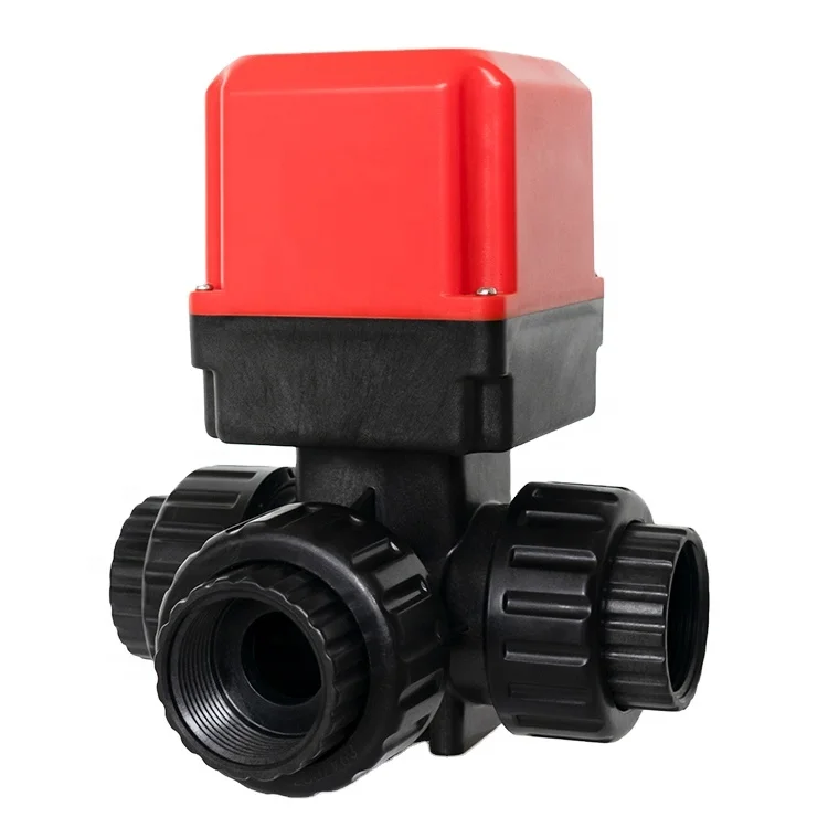 DN25-DN50 PPO PVC 3 Ways Electric Actuator Ball Valve