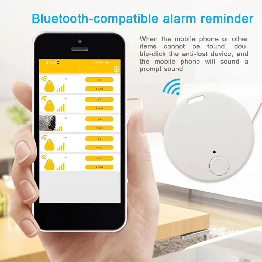 ペット用のユニバーサルロス防止GPSトラッカー,ポータブル,軽量アラームアプリポジショニング,Bluetooth互換,ラウンド