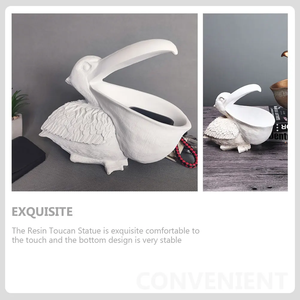 

Key Storage Ornaments Toucan Bird Decor Office Home Container Holder Resin Desktop