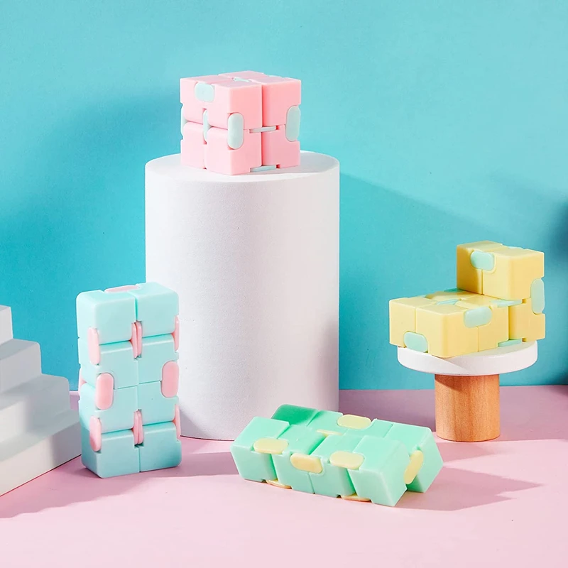 1-4 個マジックパズルキューブ抗ストレス解消おもちゃ大人のための不安解消無限フリップキューブ感覚おもちゃ子供クリスマスギフト