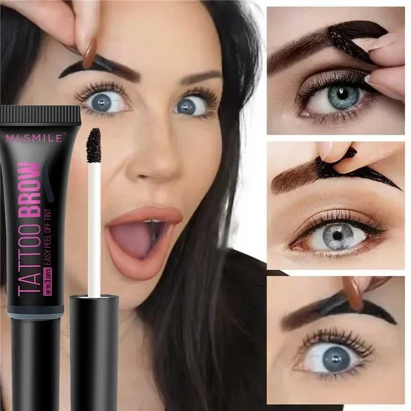 New Tearing Eyebrow Gel Makeup Semi-Permanent Waterproof Long Lasting Tattoo Tint Sweatproof Peel Off Dye Eyebrow Cream Cosmetic