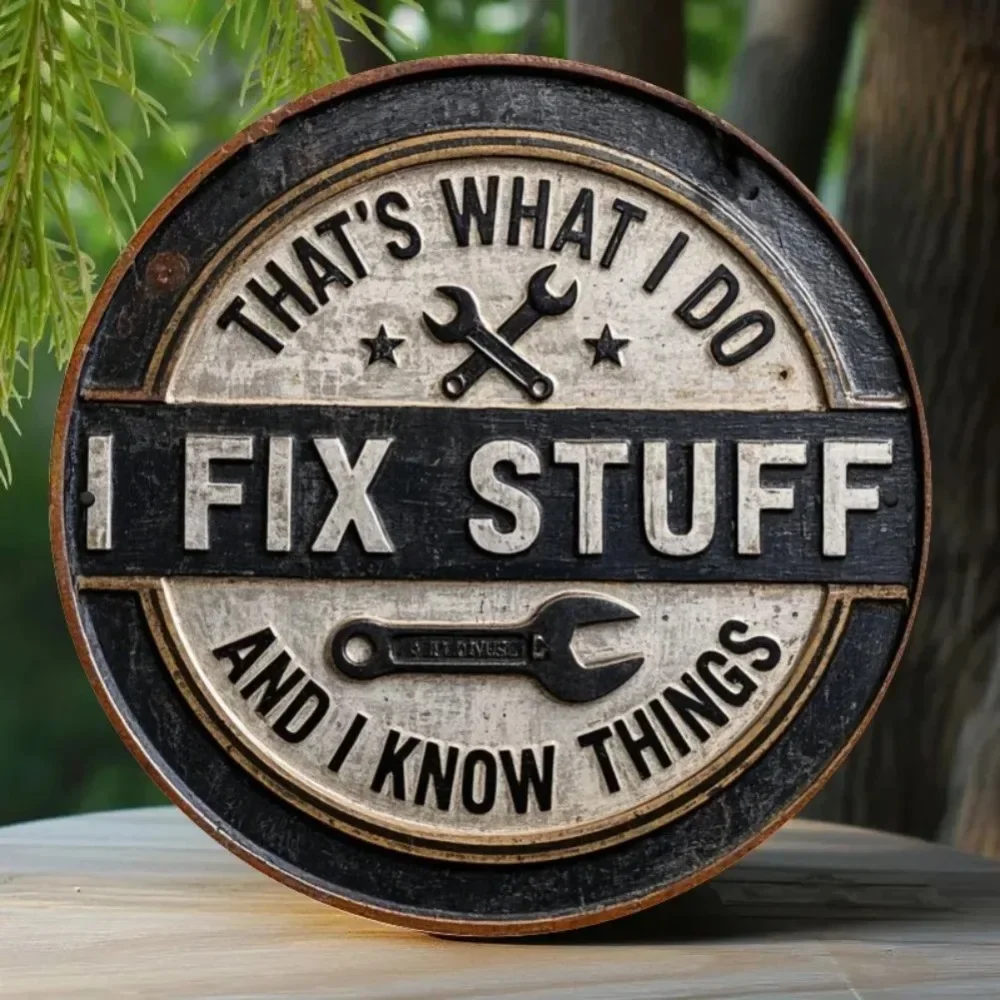 CIFBUY Vintage I Fix Stuff Décoration murale en aluminium 8x8 pouces, imperméable et antirouille, pour la maison, le garage, la cave des hommes