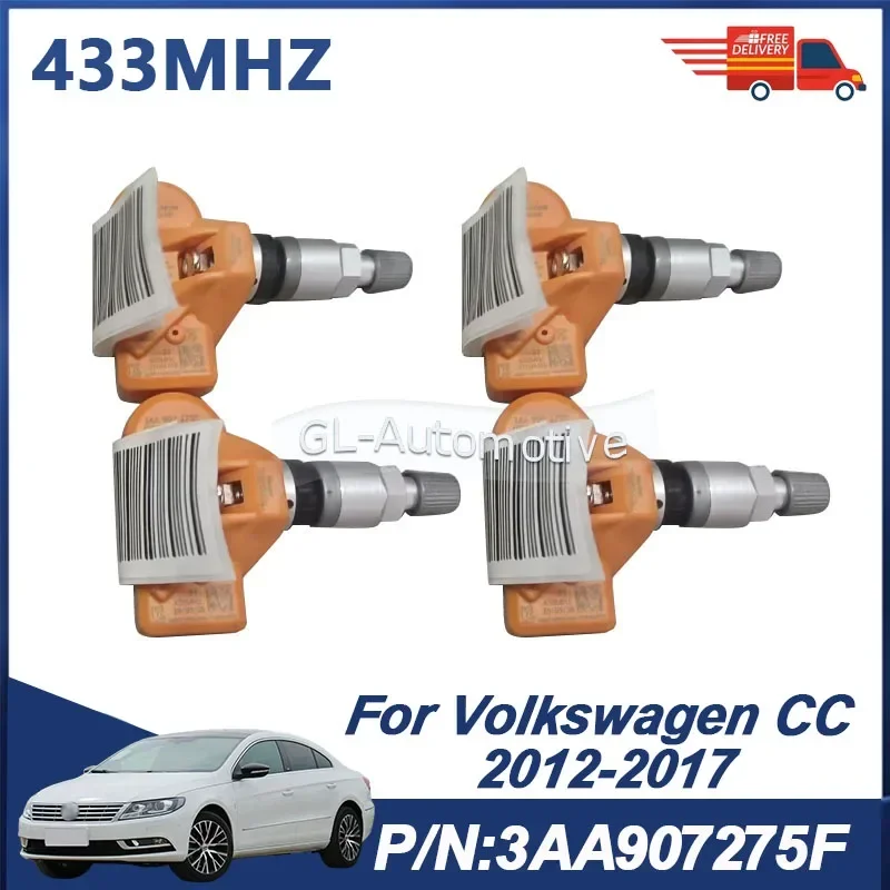 1/4PCS 3AA907275F 433MHZ TPMS Reifendruck Sensor Für Volkswagen CC 2012-2017