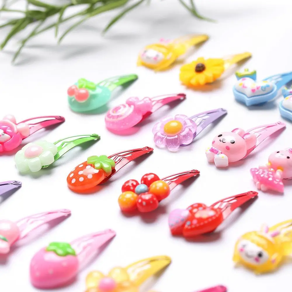 10/20PCS Baby Multicolor Cartoon Pattern Jewelry Flower Shaped Kids Hair Clips Butterfly Girls Hairpins