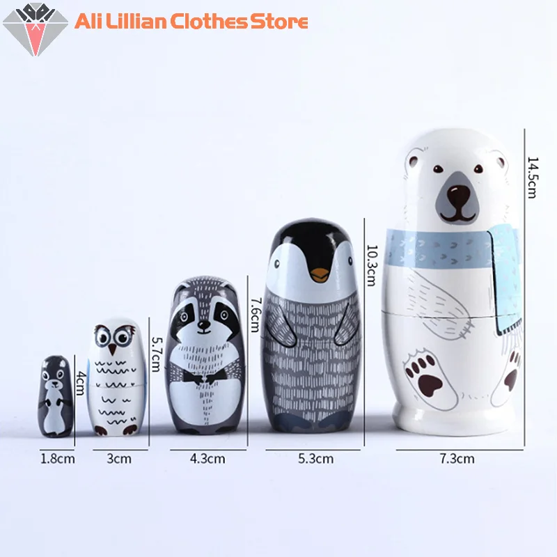 Wooden Matryoshka Toys Hand Paint Toys Russian Nesting Dolls Figurines Decorations Craft Collection Handmade Stacking Dolls