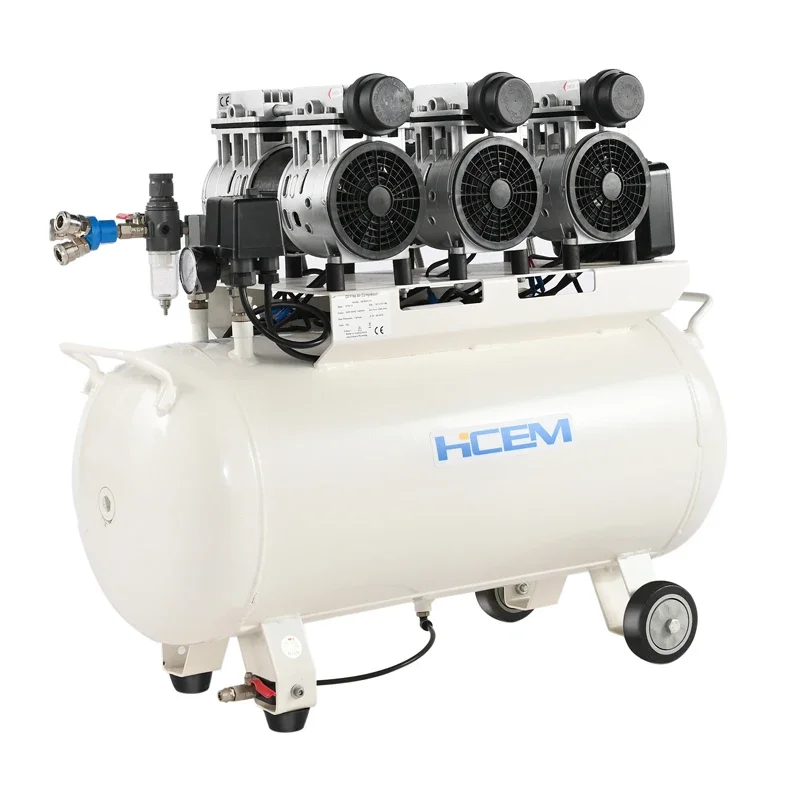 

HCEM 2024 3h-p high quality air compressor oil free 100L tank silent compressor for 4pcs de-tal unit chair