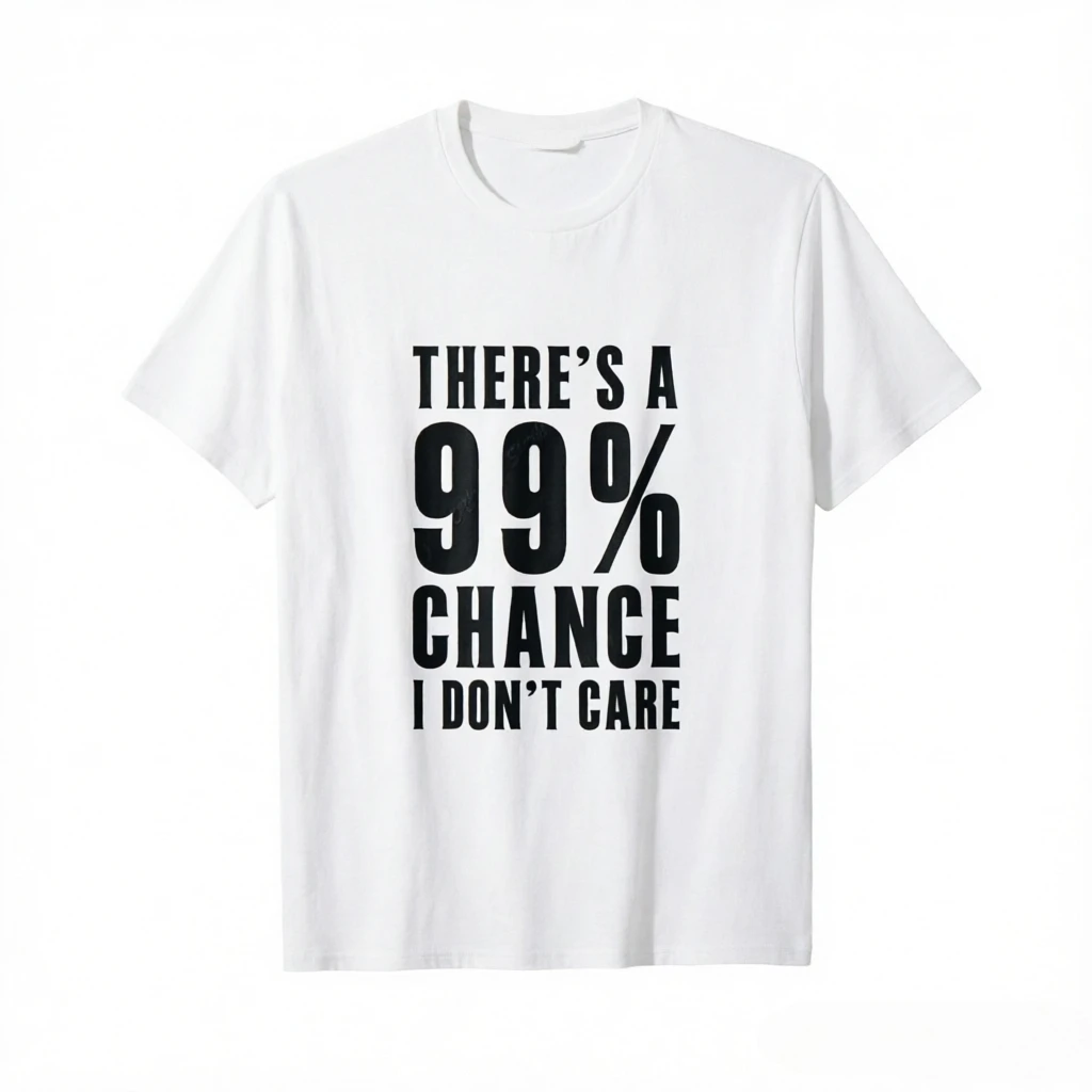 Humor Gift Ideas There‘S A 99 Percent Chance I Don’T Care T-Shirt Funny Graphic Clothing Gifts Short Sleeve Leisure Comfortable
