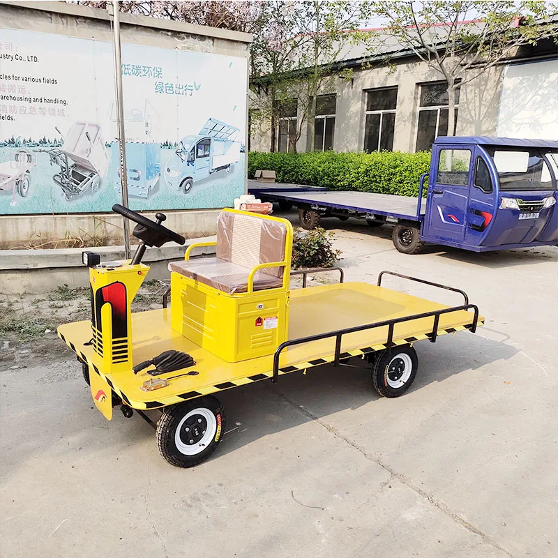 Greenhouse Transport Vehicle Four-Wheel Flatbed Truck for Orchard & Vegetable Farm Hand Cart & Trolley